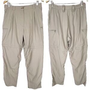ExOfficio Convertible ZIP OFF Cargo Pants Shorts Womens 14 Khaki Beige Zip Ankle